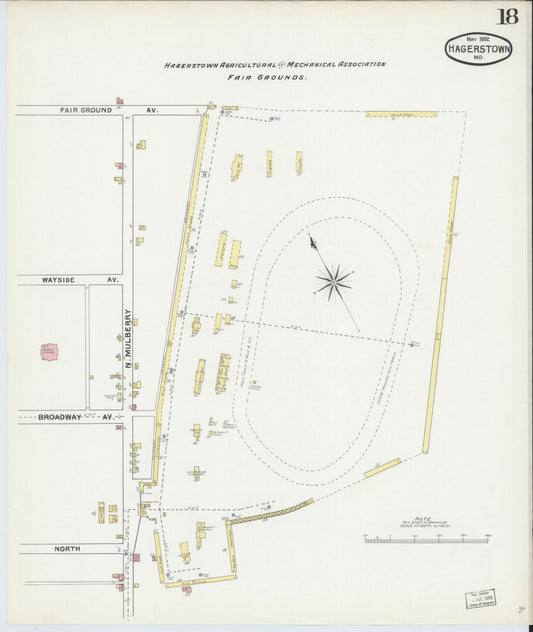 Washington, Maryland - 1892 - Sanborn Fire Insurance Map, Sheet #0018 - Historic Sanborn Fire Insurance Map Print, Washington Maryland 1892 0018 vintage old map wall art