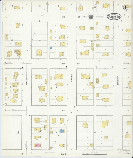 Sanborn Fire Insurance Map from Sleepy Eye, Brown County, Minnesota (1917), Sheet #0008 - Historic Sanborn Fire Insurance Map Print, vintage old map wall art, antique decor, genealogy gift, Minnesota Minnesota map
