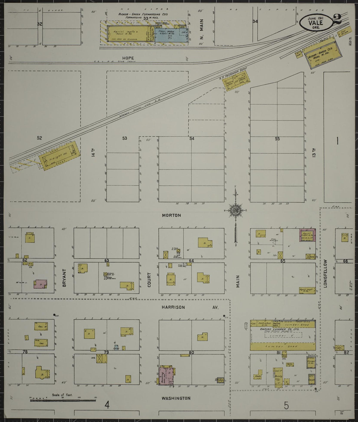 Sanborn Fire Insurance Map from Vale, Malheur County, Oregon (1911), Sheet #0002 - Historic Sanborn Fire Insurance Map Print, vintage old map wall art, antique decor, genealogy gift, Oregon Oregon map