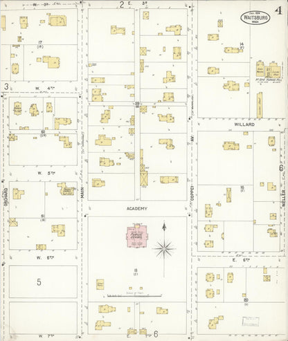 Sanborn Fire Insurance Map from Waitsburg, Walla Walla County, Washington (1904), Sheet #0004 - Complete Map Set gallery image, historic Sanborn map, vintage wall art, Washington Washington