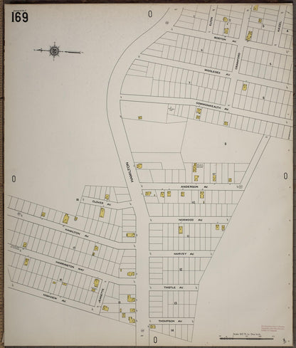 Sanborn Fire Insurance Map from Worcester, Worcester County, Massachusetts (1910), Sheet #0169 - Historic Sanborn Fire Insurance Map Print, vintage old map wall art, antique decor, genealogy gift, Massachusetts Massachusetts map
