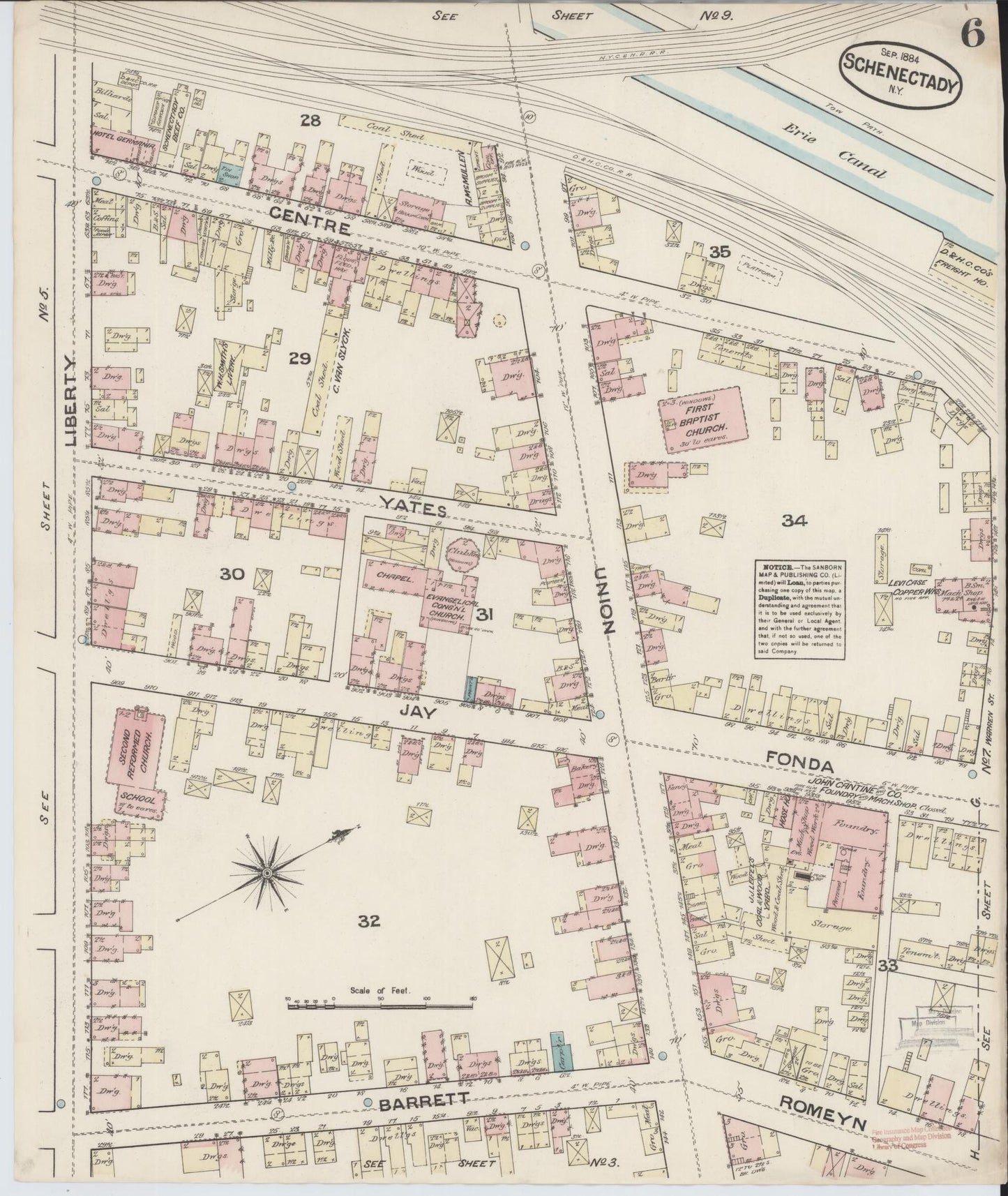 Sanborn Fire Insurance Map from Schenectady, Schenectady County, New York (1884), Sheet #0006 - Complete Map Set gallery image, historic Sanborn map, vintage wall art, New York New York