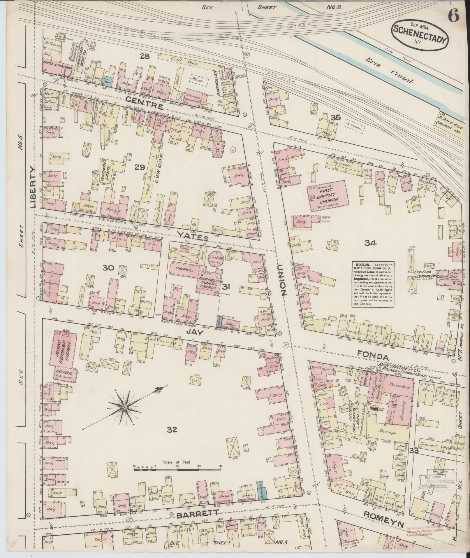 Sanborn Fire Insurance Map from Schenectady, Schenectady County, New York (1884), Sheet #0006 - Complete Map Set gallery image, historic Sanborn map, vintage wall art, New York New York
