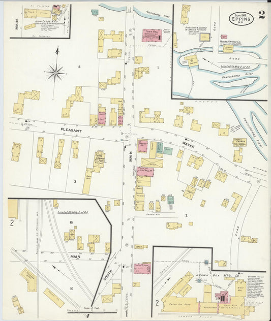 Sanborn Fire Insurance Map from Epping, Rockingham County, New Hampshire (1908), Sheet #0002 - Historic Sanborn Fire Insurance Map Print, vintage old map wall art, antique decor, genealogy gift, New Hampshire New Hampshire map