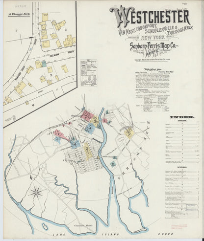 Sanborn Fire Insurance Map from Westchester, Westchester County, New York (1893), Sheet #0001 - Historic Sanborn Fire Insurance Map Print, vintage old map wall art, antique decor, genealogy gift, New York New York map