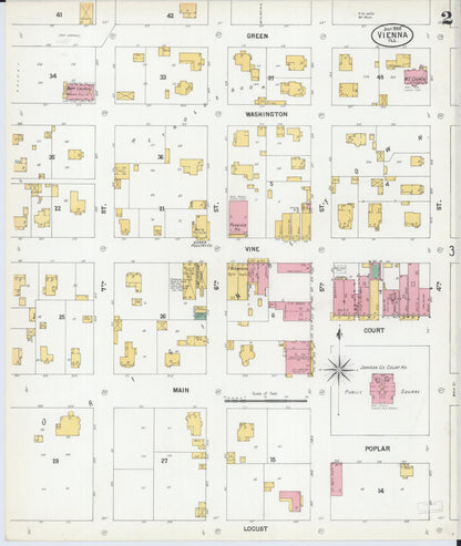 Sanborn Fire Insurance Map from Vienna, Johnson County, Illinois (1900), Sheet #0002 - Complete Map Set gallery image, historic Sanborn map, vintage wall art, Illinois Illinois