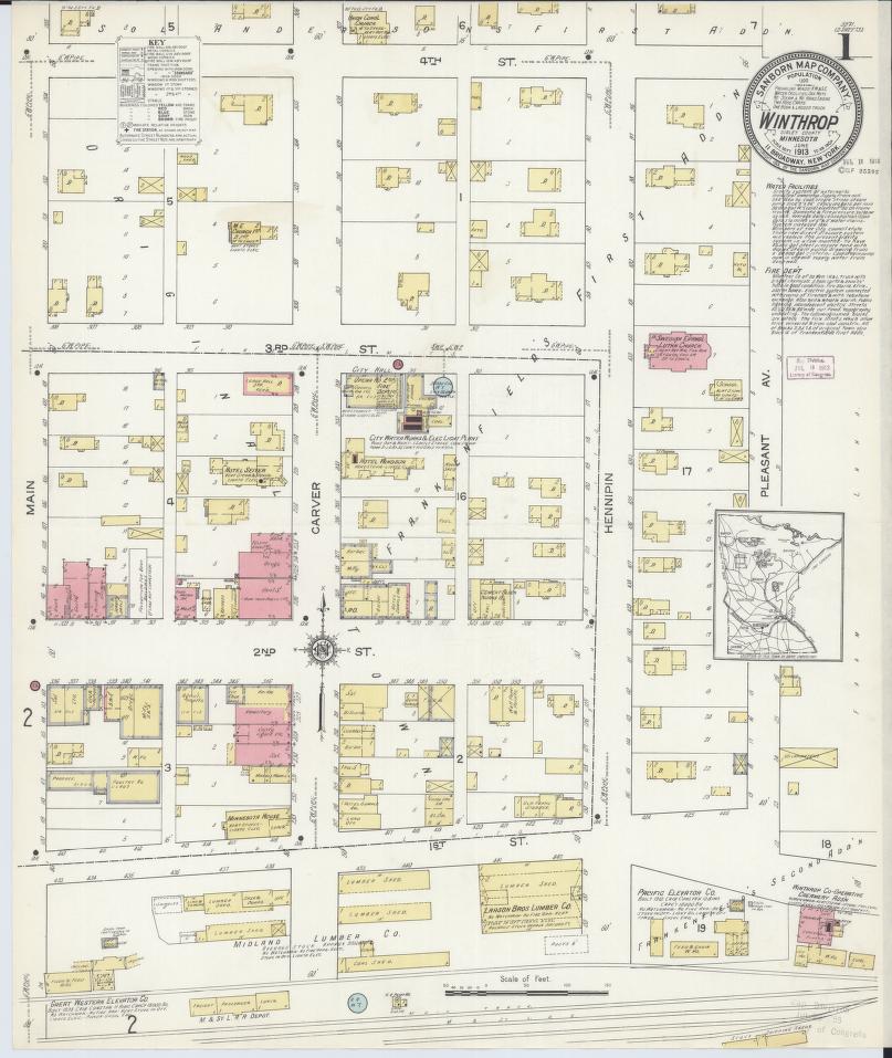 Sanborn Fire Insurance Map from Winthrop, Sibley County, Minnesota. (1913) – Map View
