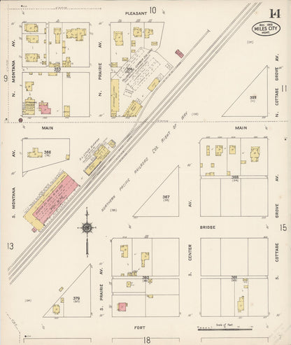 Sanborn Fire Insurance Map from Miles City, Custer County, Montana (1910), Sheet #0014 - Complete Map Set gallery image, historic Sanborn map, vintage wall art, Montana Montana
