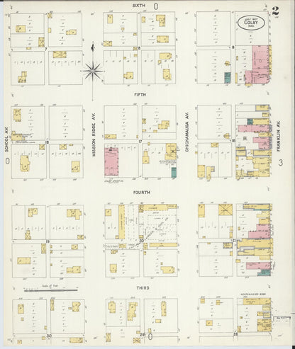 Sanborn Fire Insurance Map from Colby, Thomas County, Kansas (1907), Sheet #0002 - Complete Map Set gallery image, historic Sanborn map, vintage wall art, Kansas Kansas