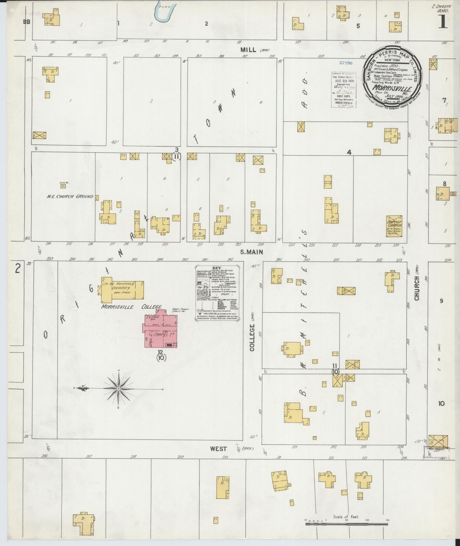 Sanborn Fire Insurance Map from Morrisville, Polk County, Missouri (1900), Sheet #0001 - Complete Map Set gallery image, historic Sanborn map, vintage wall art, Missouri Missouri