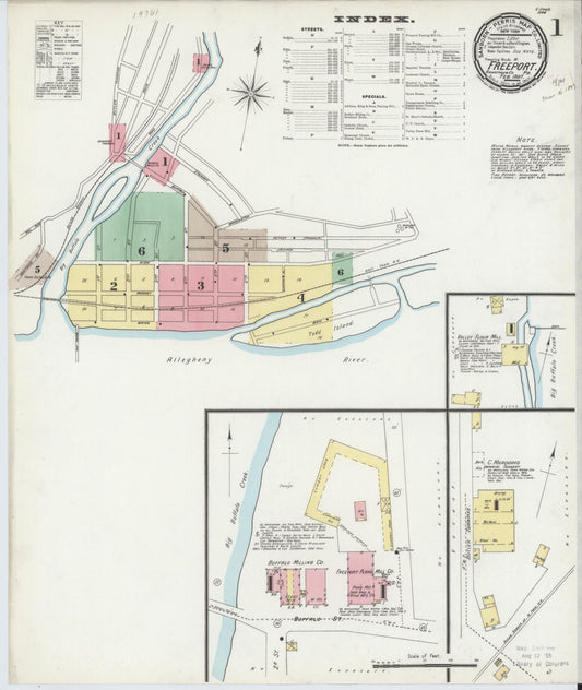 Sanborn Fire Insurance Map from Freeport, Armstrong County, Pennsylvania (1897), Sheet #0001 - Historic Sanborn Fire Insurance Map Print, vintage old map wall art, antique decor, genealogy gift, Pennsylvania Pennsylvania map