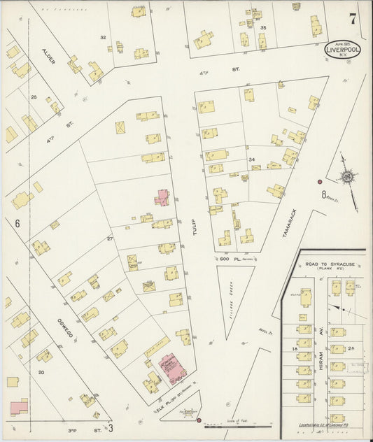 Sanborn Fire Insurance Map from Liverpool, Onondaga County, New York (1915), Sheet #0007 - Historic Sanborn Fire Insurance Map Print, vintage old map wall art, antique decor, genealogy gift, New York New York map
