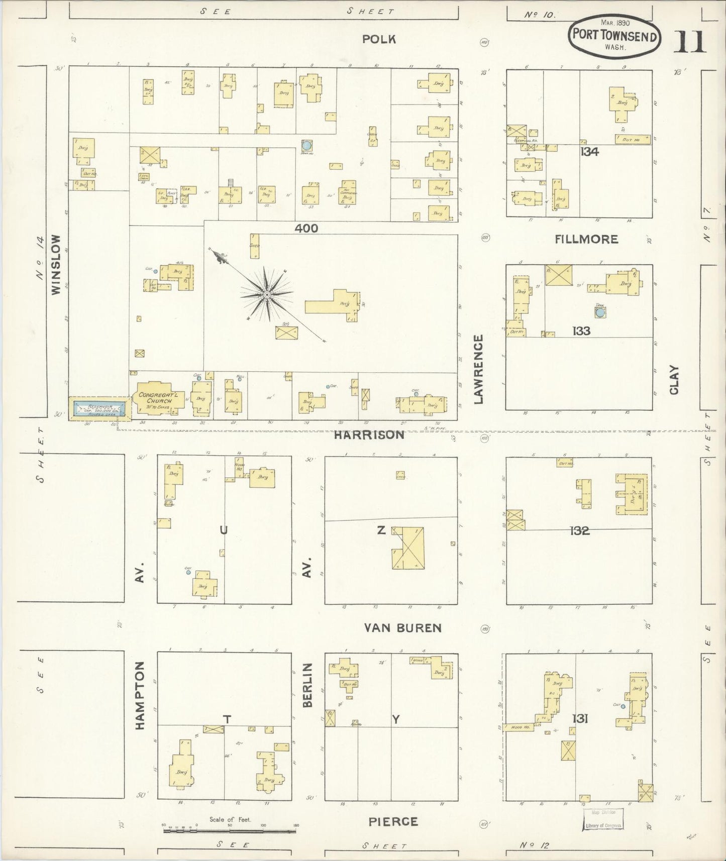 Sanborn Fire Insurance Map from Port Townsend, Jefferson County, Washington (1890), Sheet #0011 - Complete Map Set gallery image, historic Sanborn map, vintage wall art, Washington Washington