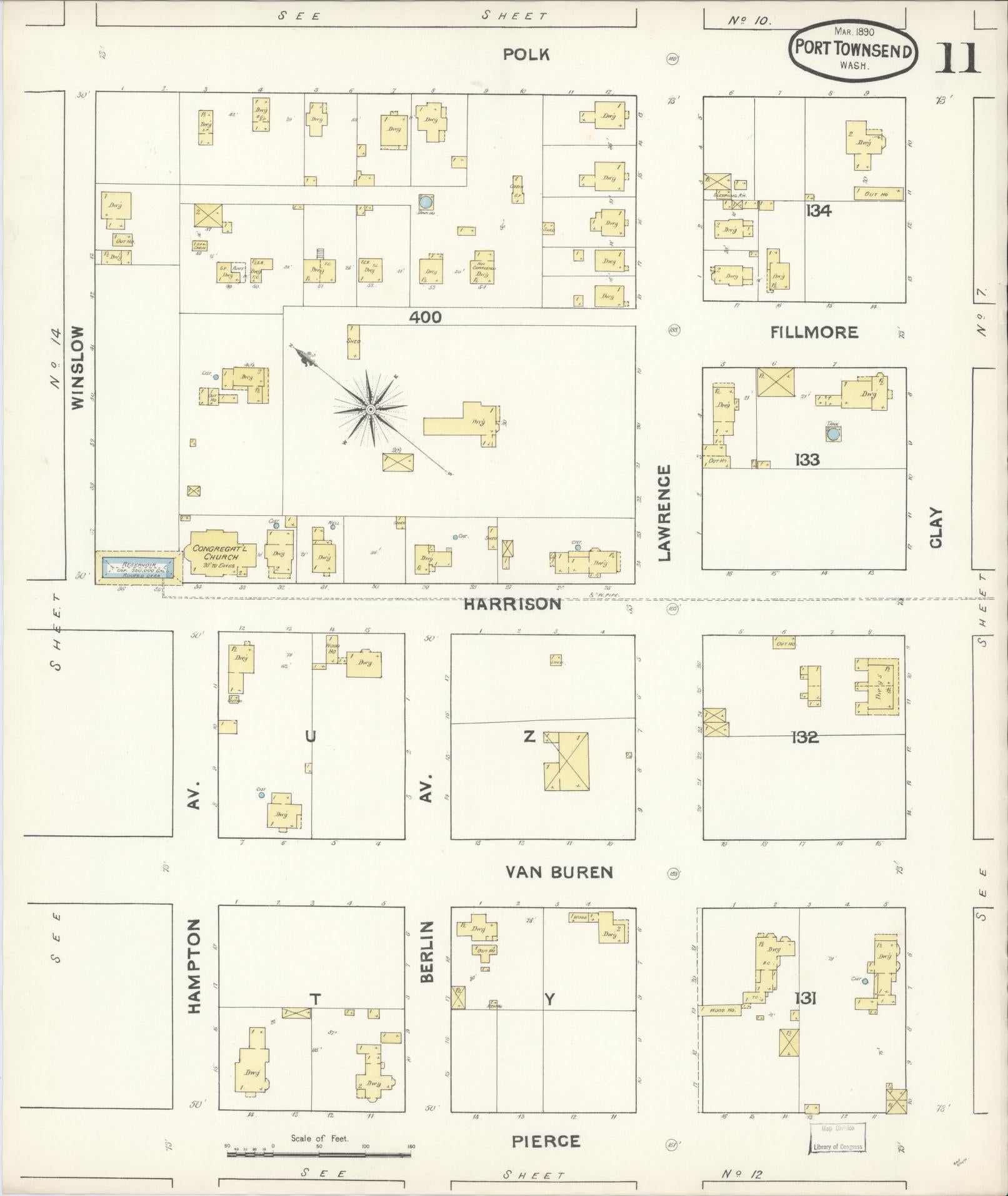 Sanborn Fire Insurance Map from Port Townsend, Jefferson County, Washington (1890), Sheet #0011 - Complete Map Set gallery image, historic Sanborn map, vintage wall art, Washington Washington