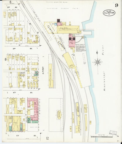 Sanborn Fire Insurance Map from Clinton, Clinton County, Iowa (1897), Sheet #0009 - Historic Sanborn Fire Insurance Map Print
