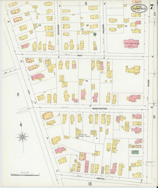 Sanborn Fire Insurance Map from Glens Falls, Warren County, New York (1901), Sheet #0007 - Historic Sanborn Fire Insurance Map Print, vintage old map wall art, antique decor, genealogy gift, New York New York map
