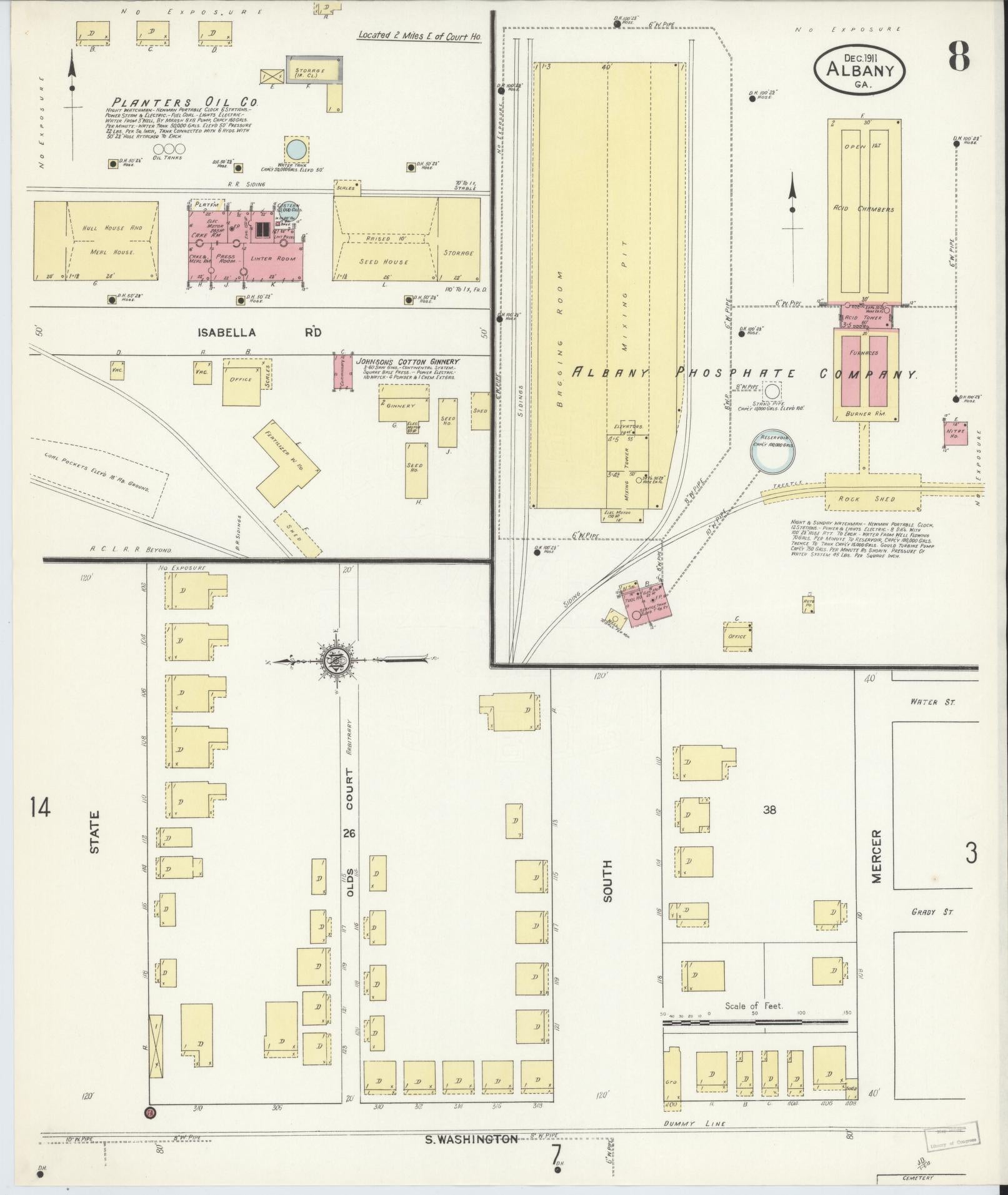 Sanborn Fire Insurance Map from Albany, Dougherty County, Georgia (1911), Sheet #0008 - Complete Map Set gallery image, historic Sanborn map, vintage wall art, Georgia Georgia