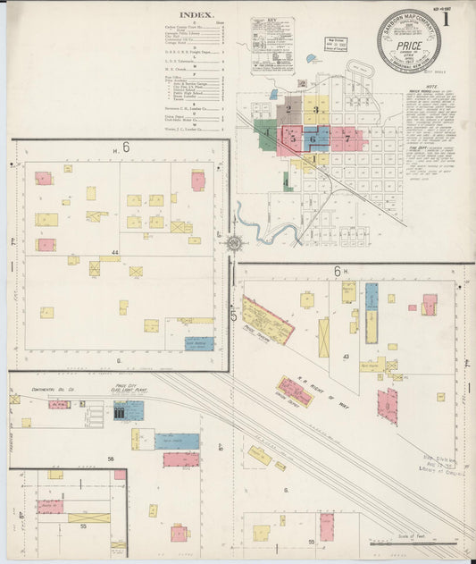Sanborn Fire Insurance Map from Price, Carbon County, Utah (1917), Sheet #0001 - Complete Map Set gallery image, historic Sanborn map, vintage wall art, Utah Utah