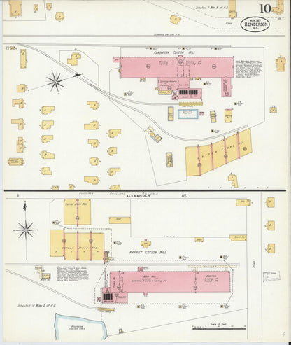 Sanborn Fire Insurance Map from Henderson, Vance County, North Carolina (1907), Sheet #0010 - Historic Sanborn Fire Insurance Map Print, vintage old map wall art, antique decor, genealogy gift, North Carolina North Carolina map