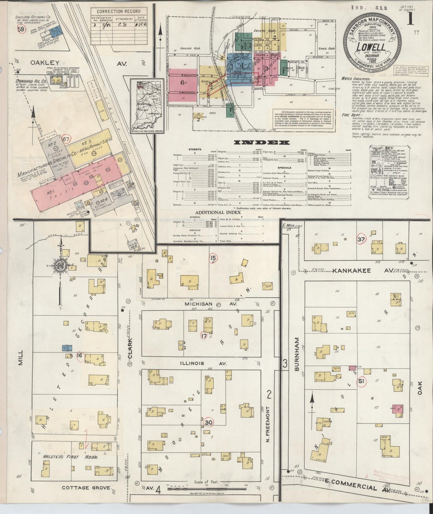 Sanborn Fire Insurance Map from Lowell, Lake County, Indiana (1942), Sheet #0001 - Complete Map Set gallery image, historic Sanborn map, vintage wall art, Indiana Indiana