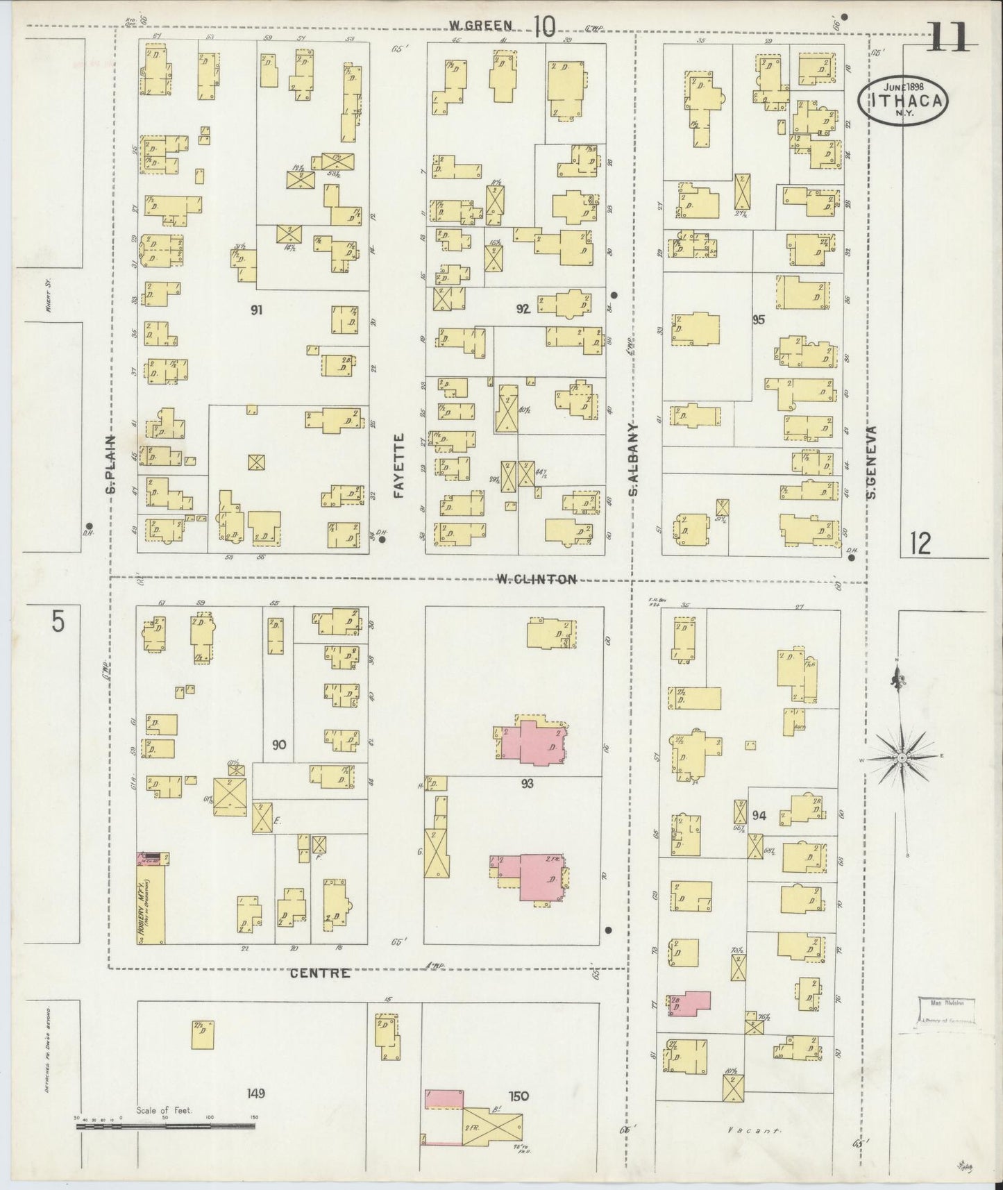 Sanborn Fire Insurance Map from Ithaca, Tompkins County, New York (1898), Sheet #0011 - Complete Map Set gallery image, historic Sanborn map, vintage wall art, New York New York