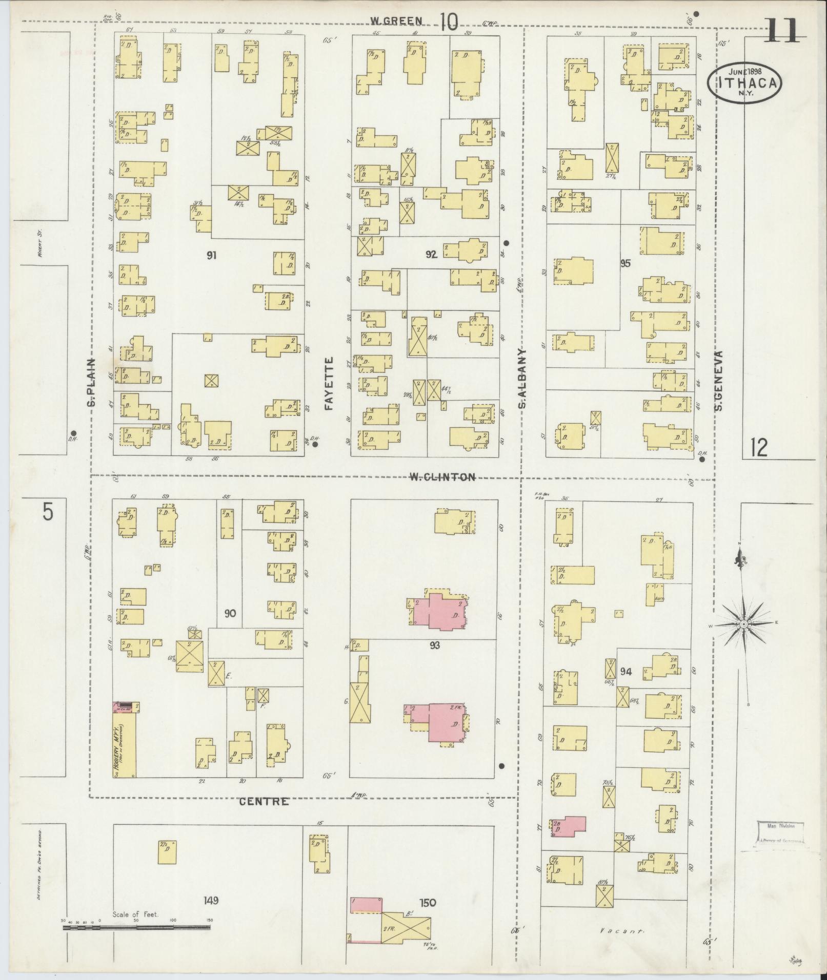 Sanborn Fire Insurance Map from Ithaca, Tompkins County, New York (1898), Sheet #0011 - Complete Map Set gallery image, historic Sanborn map, vintage wall art, New York New York