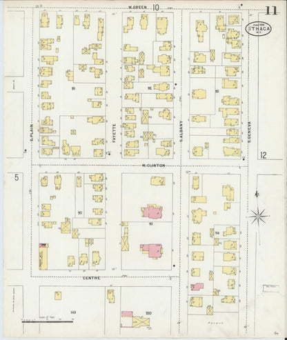 Sanborn Fire Insurance Map from Ithaca, Tompkins County, New York (1898), Sheet #0011 - Complete Map Set gallery image, historic Sanborn map, vintage wall art, New York New York