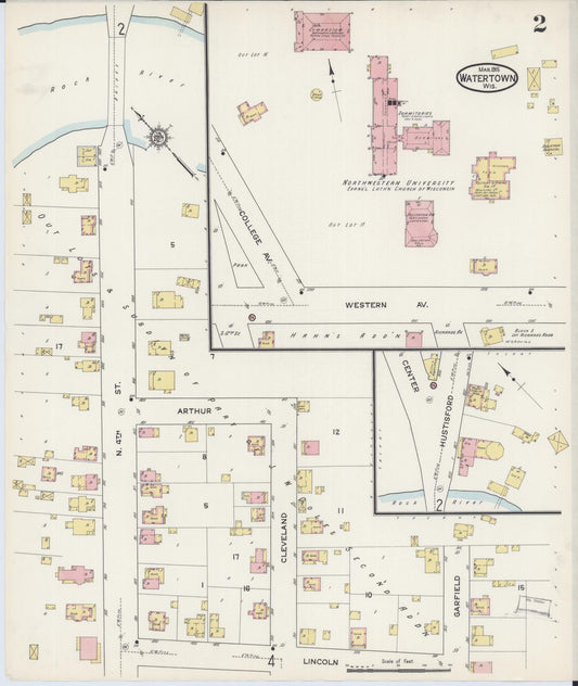 Sanborn Fire Insurance Map from Watertown, Jefferson County, Wisconsin (1915), Sheet #0003 - Historic Sanborn Fire Insurance Map Print, vintage old map wall art, antique decor, genealogy gift, Wisconsin Wisconsin map