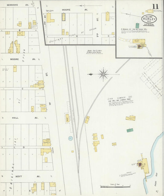 Sanborn Fire Insurance Map from Hurley, Iron County, Wisconsin (1905), Sheet #0011 - Historic Sanborn Fire Insurance Map Print, vintage old map wall art, antique decor, genealogy gift, Wisconsin Wisconsin map