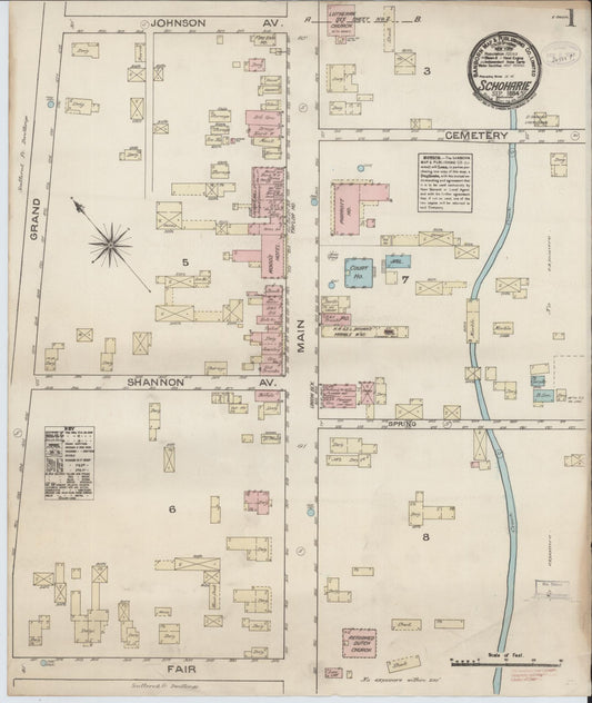 Sanborn Fire Insurance Map from Schoharie, Schoharie County, New York (1884), Sheet #0001 - Historic Sanborn Fire Insurance Map Print, vintage old map wall art, antique decor, genealogy gift, New York New York map