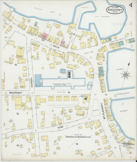 Sanborn Fire Insurance Map from Rockport, Essex County, Massachusetts (1892), Sheet #0004 - Historic Sanborn Fire Insurance Map Print, vintage old map wall art, antique decor, genealogy gift, Massachusetts Massachusetts map
