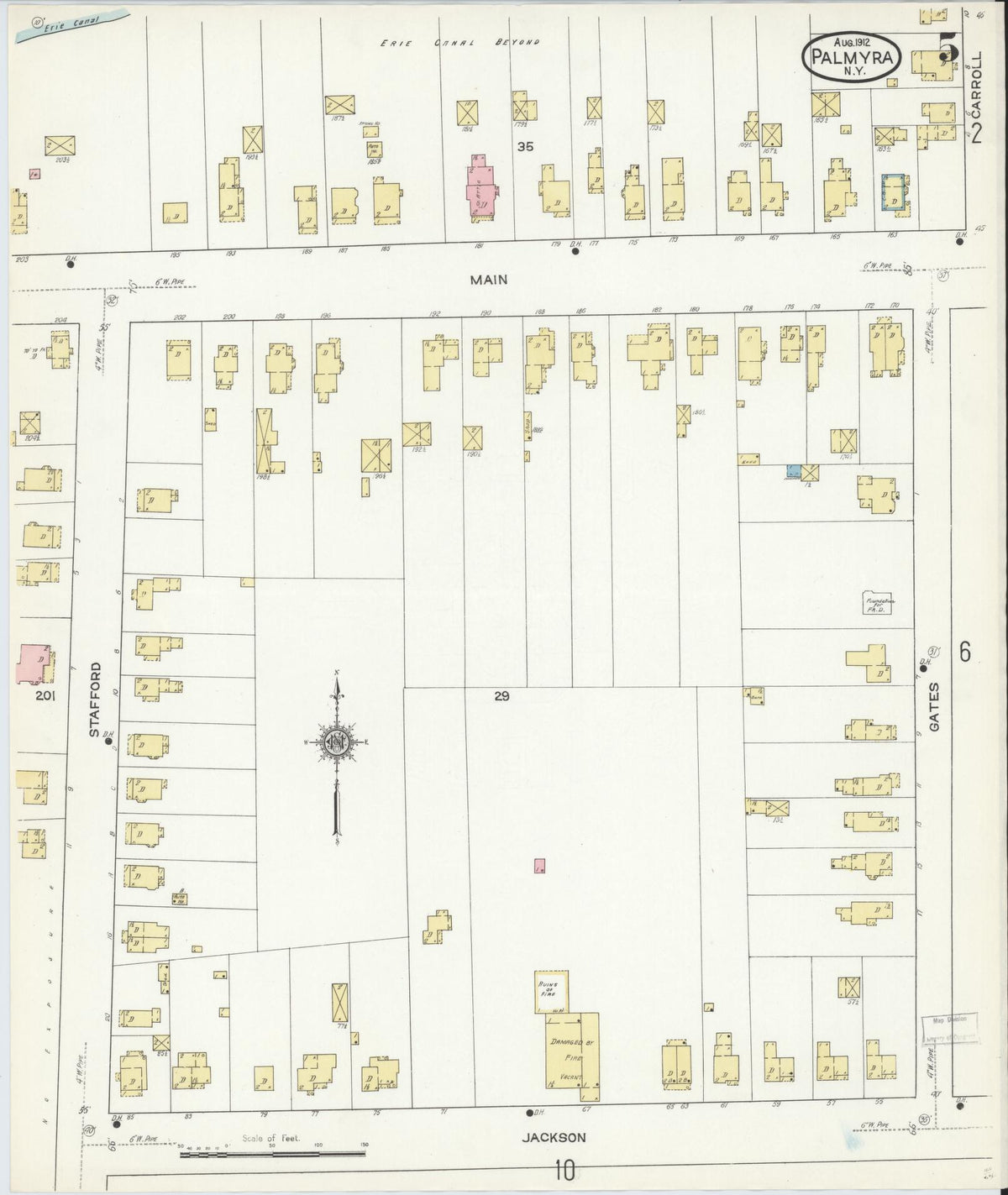 Sanborn Fire Insurance Map from Palmyra, Wayne County, New York (1912), Sheet #0005 - Complete Map Set gallery image, historic Sanborn map, vintage wall art, New York New York