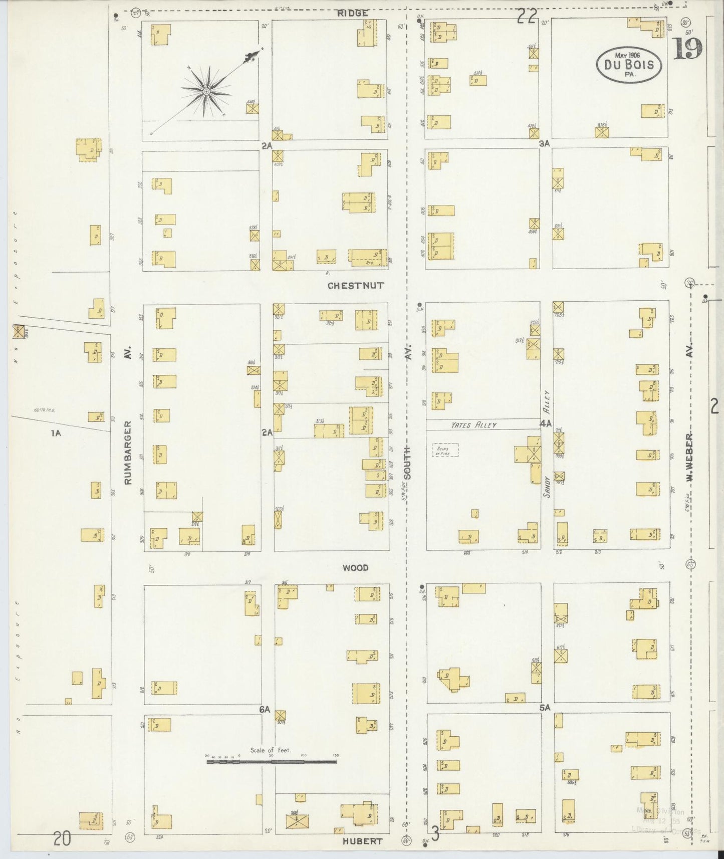 Sanborn Fire Insurance Map from Du Bois, Clearfield County, Pennsylvania (1906), Sheet #0019 - Historic Sanborn Fire Insurance Map Print, vintage old map wall art, antique decor, genealogy gift, Pennsylvania Pennsylvania map