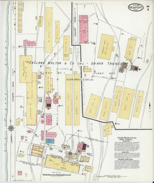 Sanborn Fire Insurance Map from Newport, Cocke County, Tennessee (1920), Sheet #0007 - Historic Sanborn Fire Insurance Map Print, vintage old map wall art, antique decor, genealogy gift, Tennessee Tennessee map