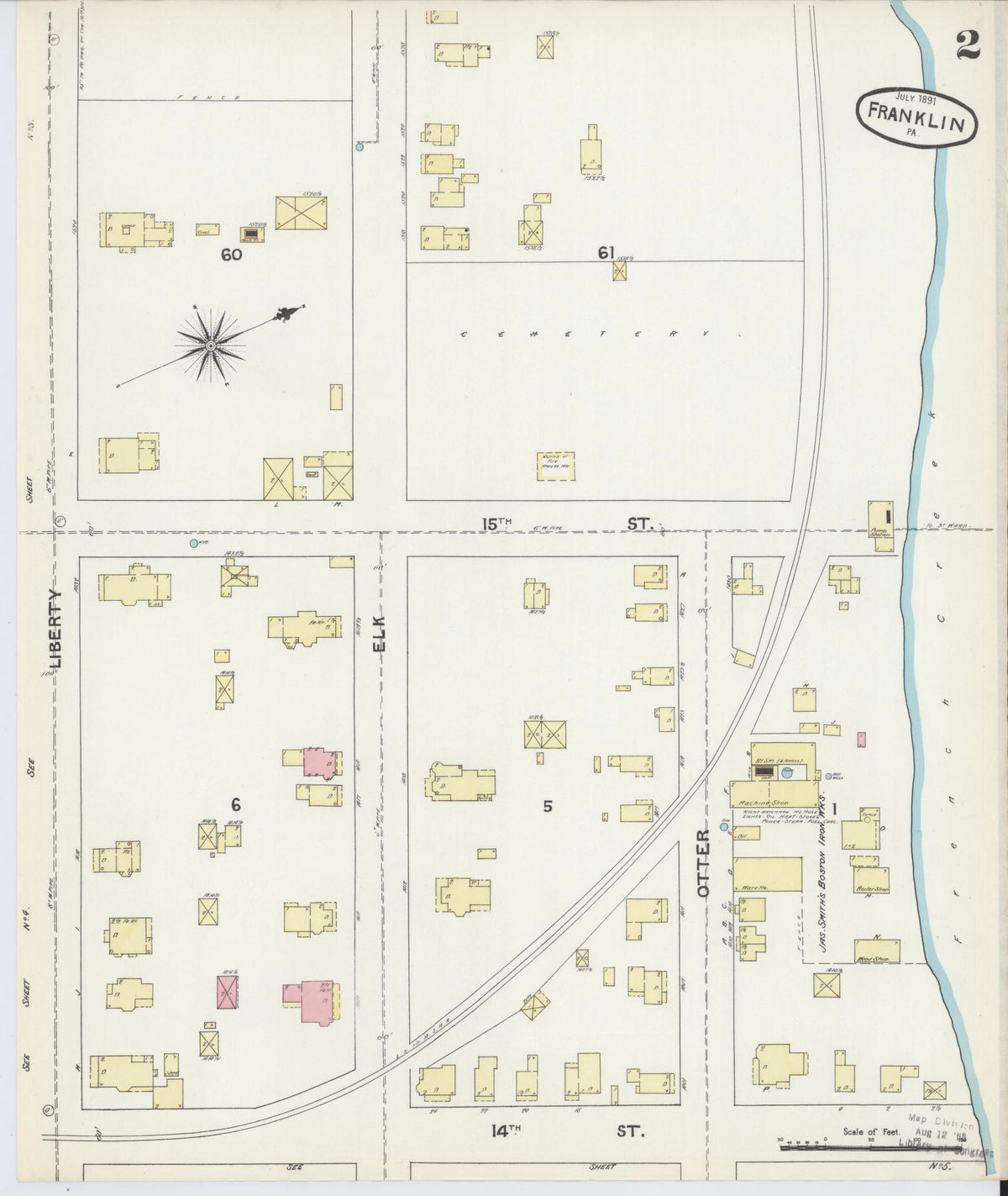 Sanborn Fire Insurance Map from Franklin, Venango County, Pennsylvania (1891), Sheet #0002 - Complete Map Set gallery image, historic Sanborn map, vintage wall art, Pennsylvania Pennsylvania