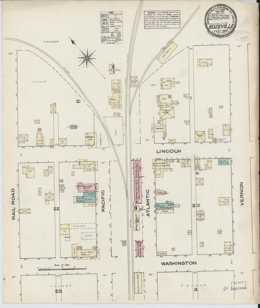 Sanborn Fire Insurance Map from Roseville, Placer County, California. (1884) – Historic Sanborn Fire Insurance Map Print