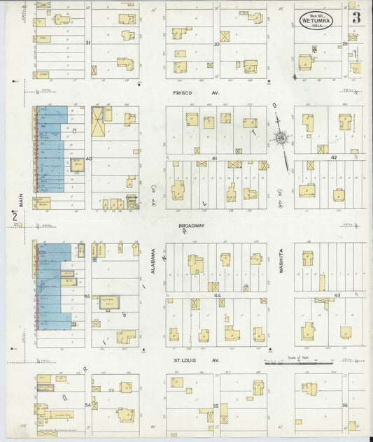 Sanborn Fire Insurance Map from Wetumka, Hughes County, Oklahoma (1911), Sheet #0003 - Historic Sanborn Fire Insurance Map Print, vintage old map wall art, antique decor, genealogy gift, Oklahoma Oklahoma map