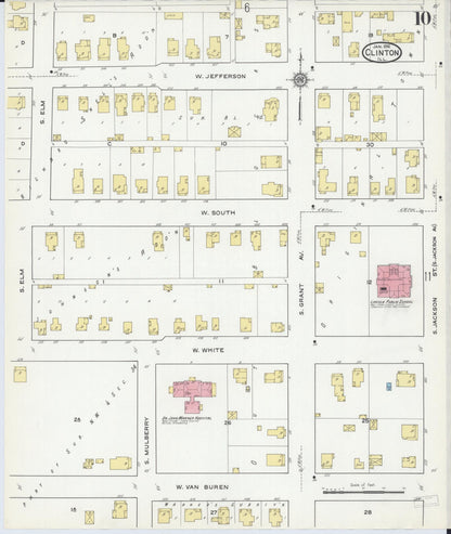 Sanborn Fire Insurance Map from Clinton, De Witt County, Illinois (1916), Sheet #0010 - Historic Sanborn Fire Insurance Map Print, vintage old map wall art, antique decor, genealogy gift, Illinois Illinois map