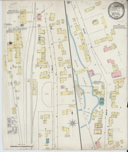 Sanborn Fire Insurance Map from Bethel, Windsor County, Vermont (1894), Sheet #0001 - Historic Sanborn Fire Insurance Map Print, vintage old map wall art, antique decor, genealogy gift, Vermont Vermont map