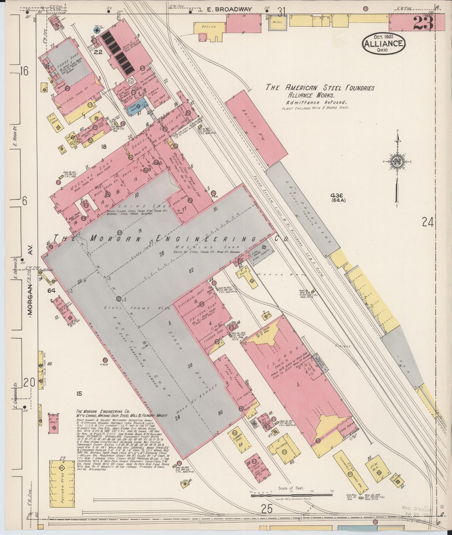 Sanborn Fire Insurance Map from Alliance, Stark County, Ohio (1921), Sheet #0023 - Complete Map Set gallery image, historic Sanborn map, vintage wall art, Ohio Ohio