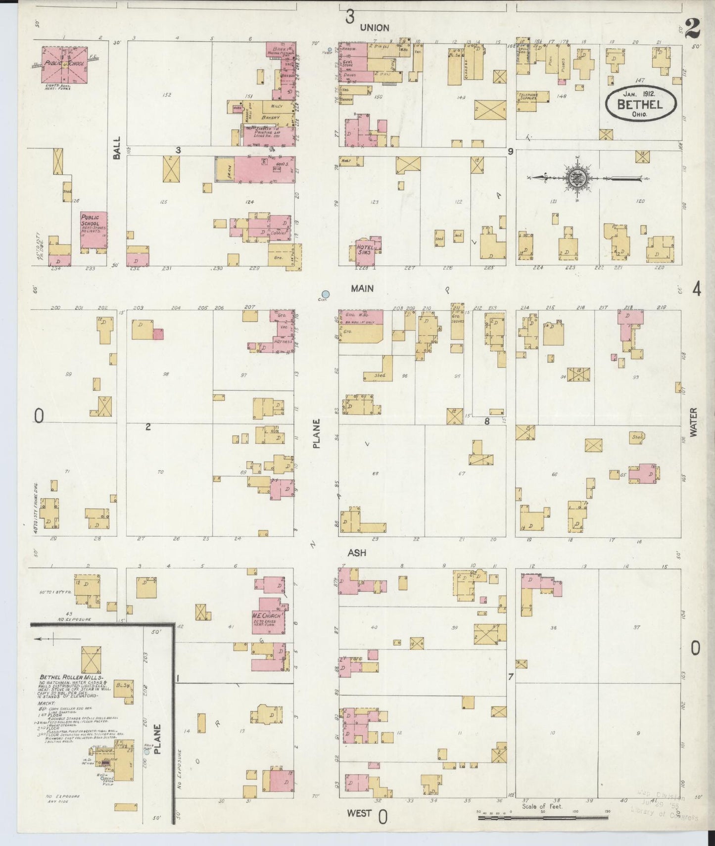 Sanborn Fire Insurance Map from Bethel, Clermont County, Ohio (1912), Sheet #0002 - Complete Map Set gallery image, historic Sanborn map, vintage wall art, Ohio Ohio