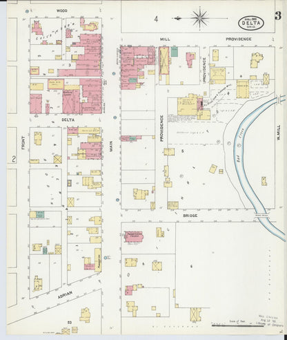 Sanborn Fire Insurance Map from Delta, Fulton County, Ohio (1905), Sheet #0003 - Historic Sanborn Fire Insurance Map Print, vintage old map wall art, antique decor, genealogy gift, Ohio Ohio map