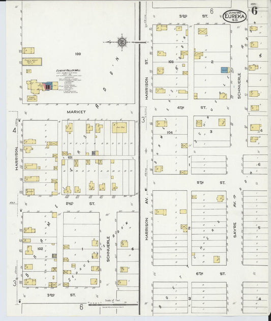 Sanborn Fire Insurance Map from Eureka, McPherson County, South Dakota (1921), Sheet #0006 - Historic Sanborn Fire Insurance Map Print, vintage old map wall art, antique decor, genealogy gift, South Dakota South Dakota map