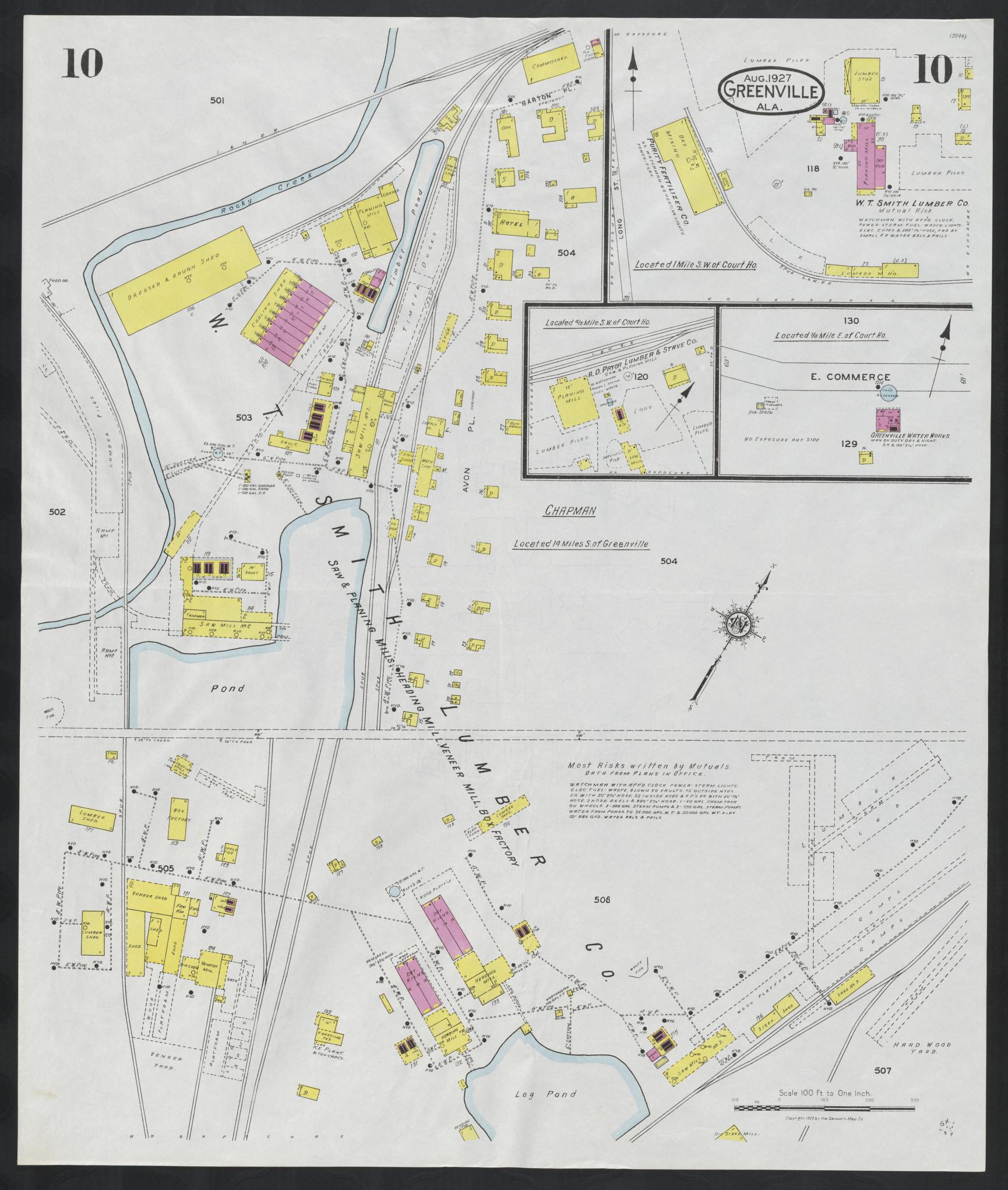 Sanborn Fire Insurance Map from Greenville, Butler County, Alabama (1927), Sheet #0010 - Complete Map Set gallery image, historic Sanborn map, vintage wall art, Alabama Alabama