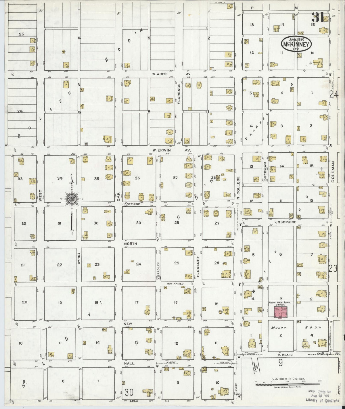 Sanborn Fire Insurance Map from McKinney, Collin County, Texas (1920), Sheet #0031 - Complete Map Set gallery image, historic Sanborn map, vintage wall art, Texas Texas