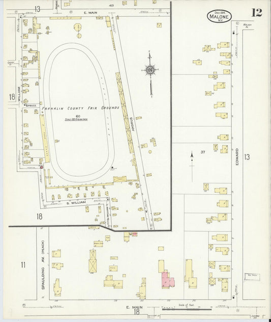 Sanborn Fire Insurance Map from Malone, Franklin County, New York (1914), Sheet #0012 - Historic Sanborn Fire Insurance Map Print, vintage old map wall art, antique decor, genealogy gift, New York New York map