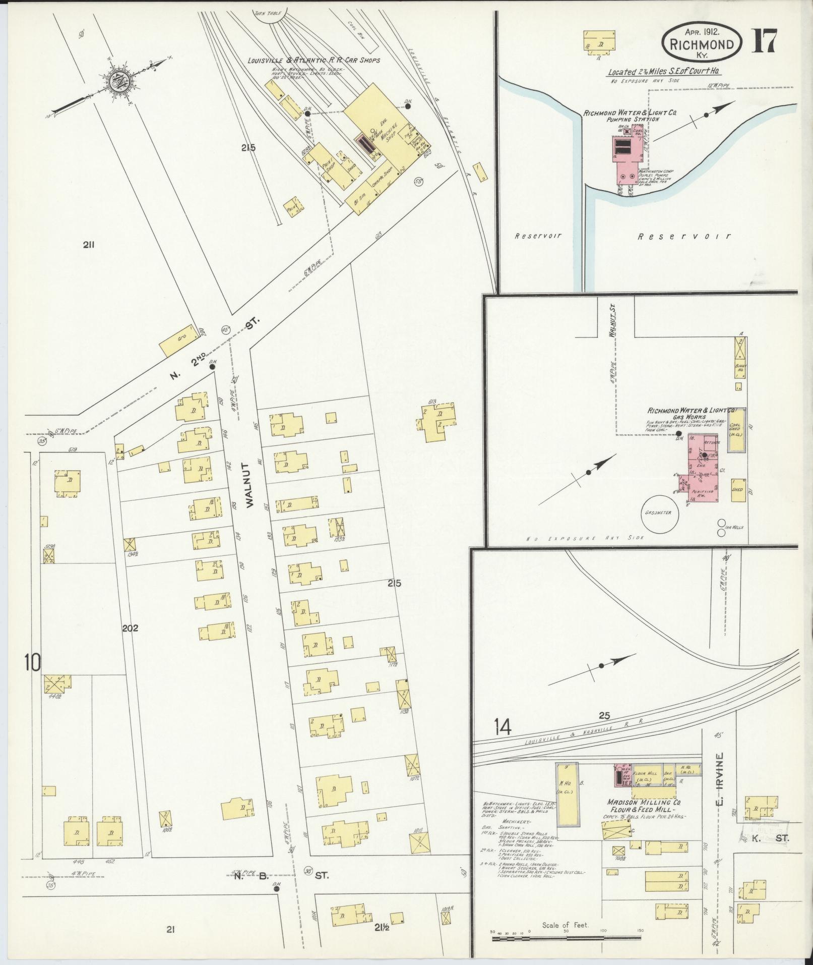 Sanborn Fire Insurance Map from Richmond, Madison County, Kentucky (1912), Sheet #0017 - Complete Map Set gallery image, historic Sanborn map, vintage wall art, Kentucky Kentucky
