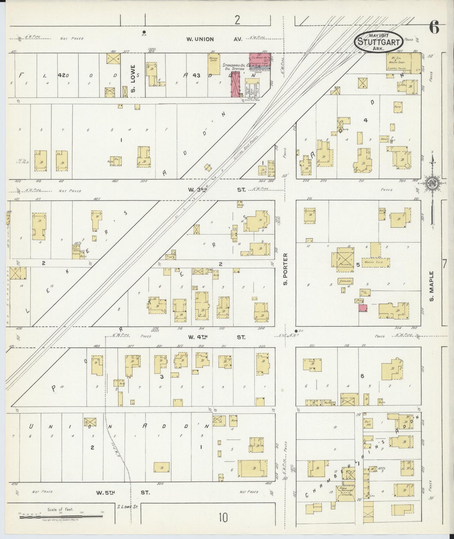 Sanborn Fire Insurance Map from Stuttgart, Arkansas County, Arkansas (1917), Sheet #0006 - Complete Map Set gallery image, historic Sanborn map, vintage wall art, Stuttgart Arkansas