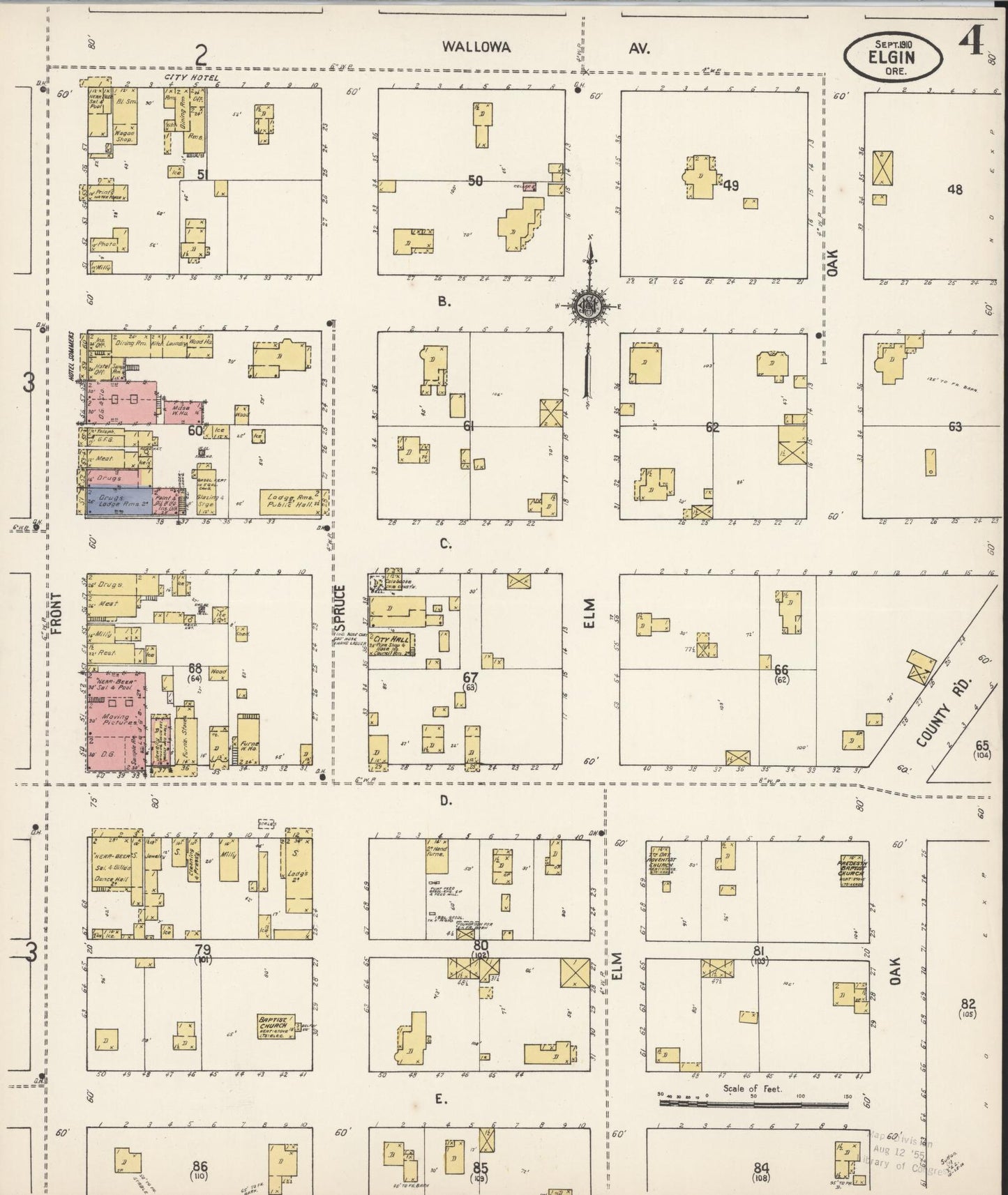 Sanborn Fire Insurance Map from Elgin, Union County, Oregon (1910), Sheet #0004 - Complete Map Set gallery image, historic Sanborn map, vintage wall art, Oregon Oregon