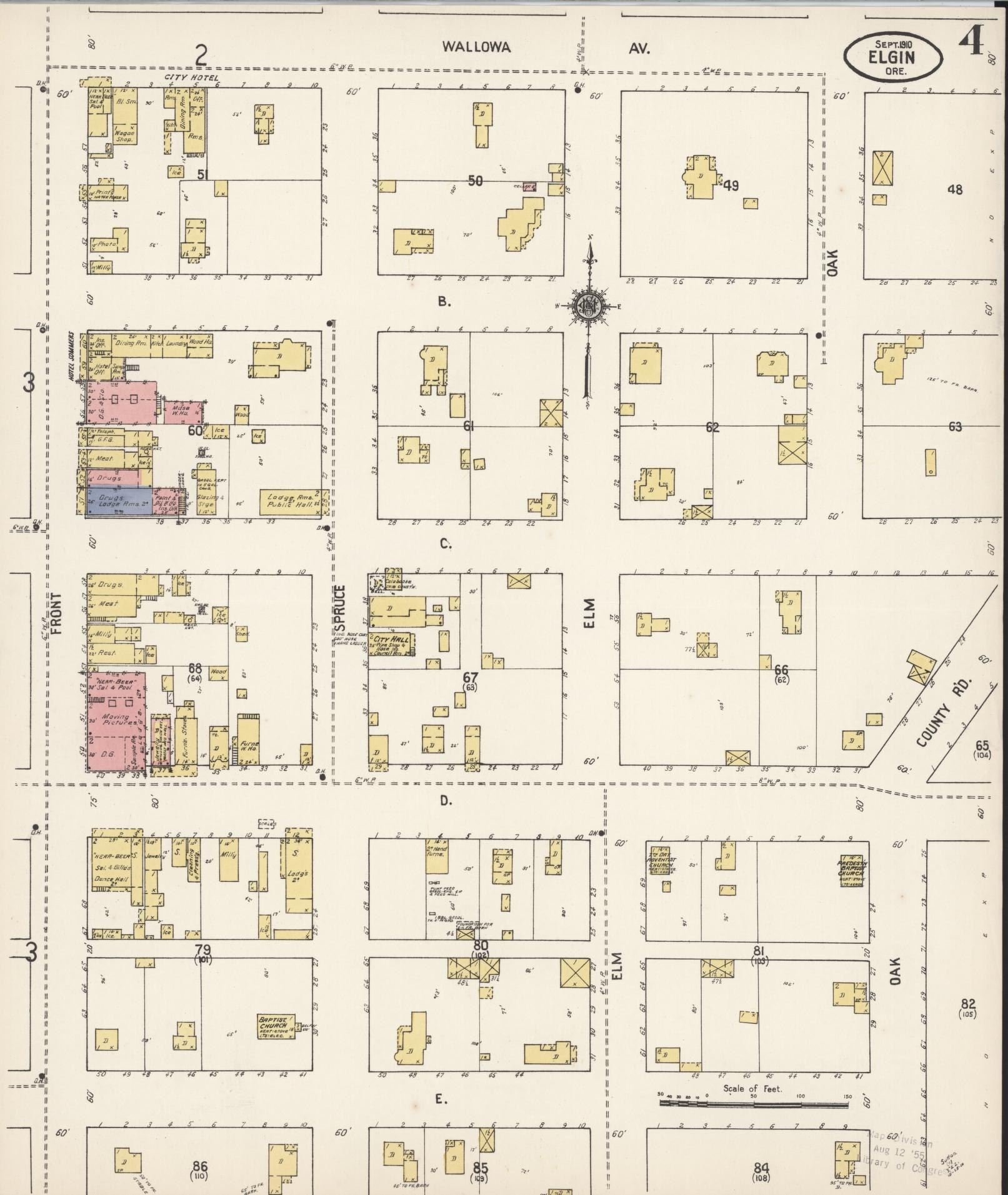 Sanborn Fire Insurance Map from Elgin, Union County, Oregon (1910), Sheet #0004 - Complete Map Set gallery image, historic Sanborn map, vintage wall art, Oregon Oregon